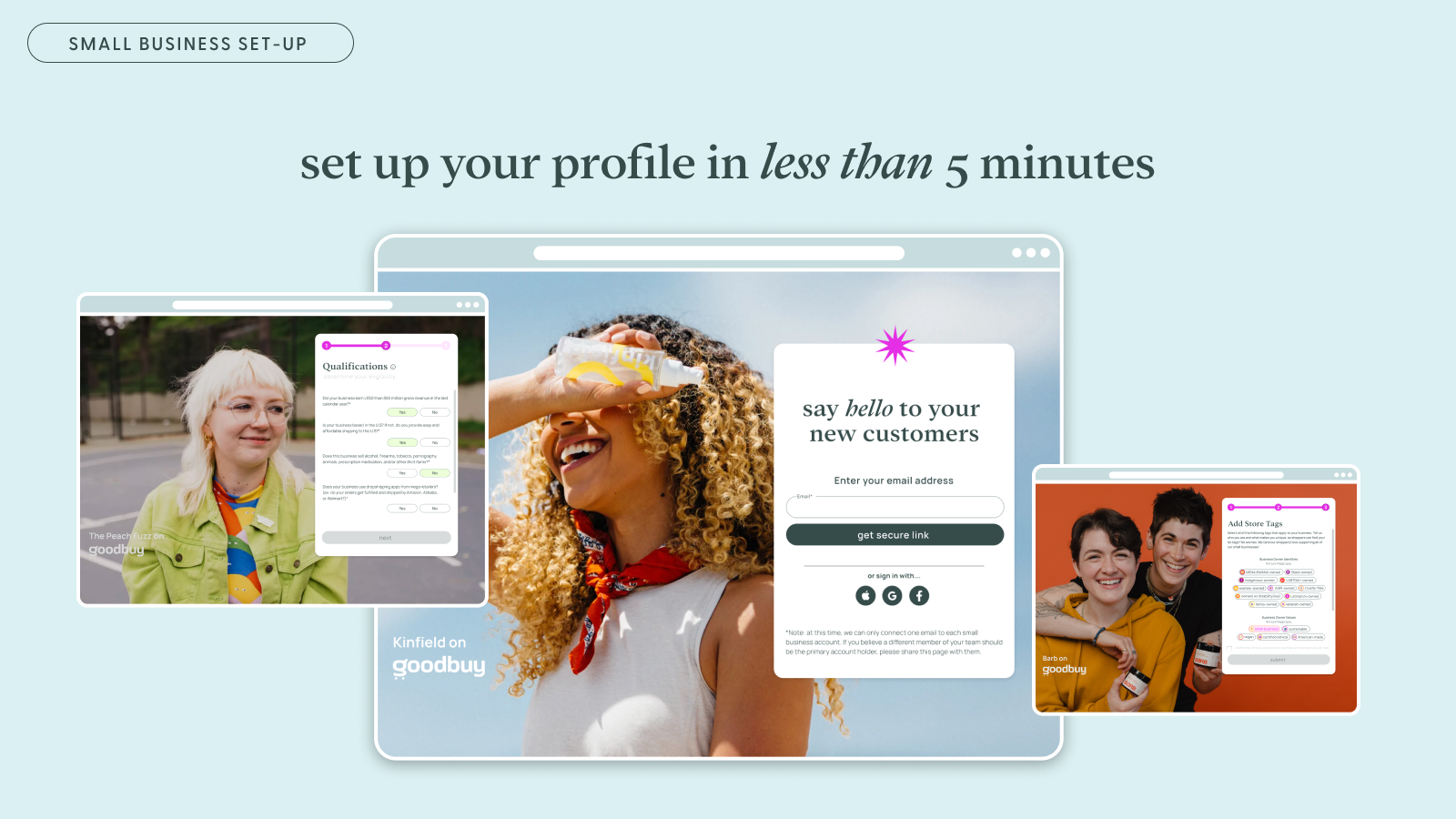 set up your profile in less than 5 minutes