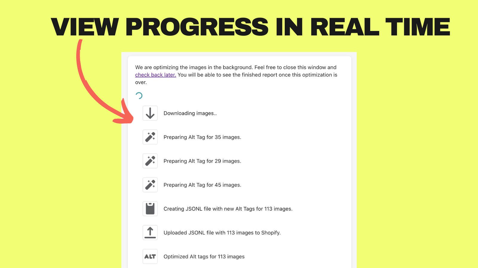 view progress in real time
