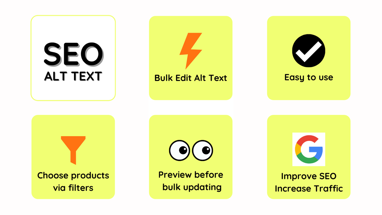 Optimiza las etiquetas de texto alternativo para las imágenes de los productos para SEO