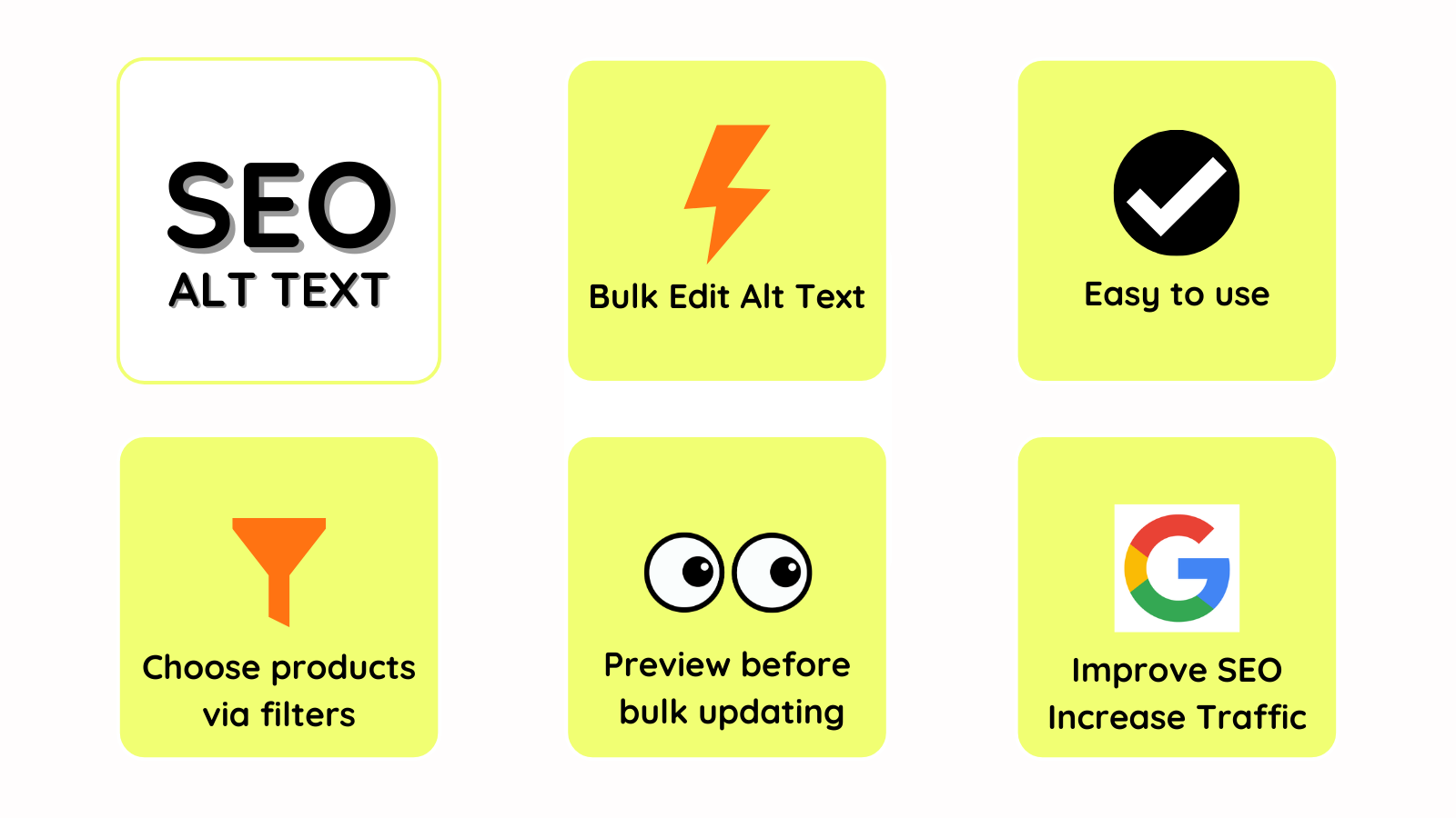 Optimiza las etiquetas de texto alternativo para las imágenes de los productos para SEO