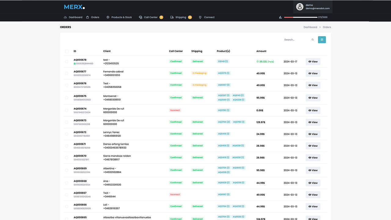 Gestion des commandes