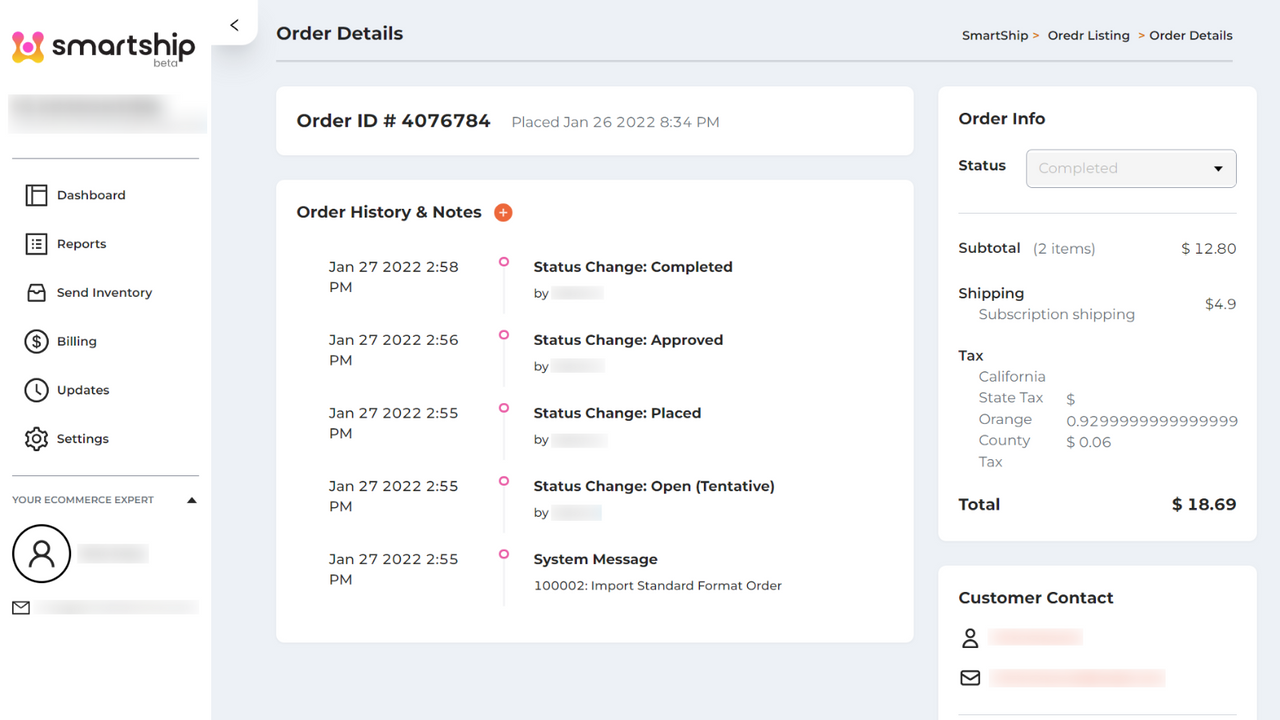 View customer order details