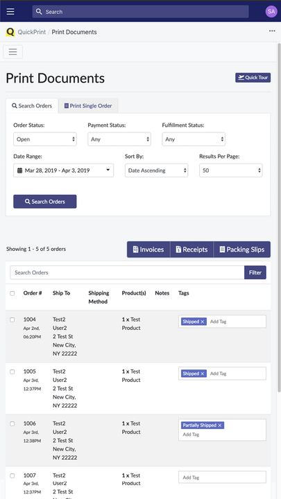 Print Documents Page on Mobile