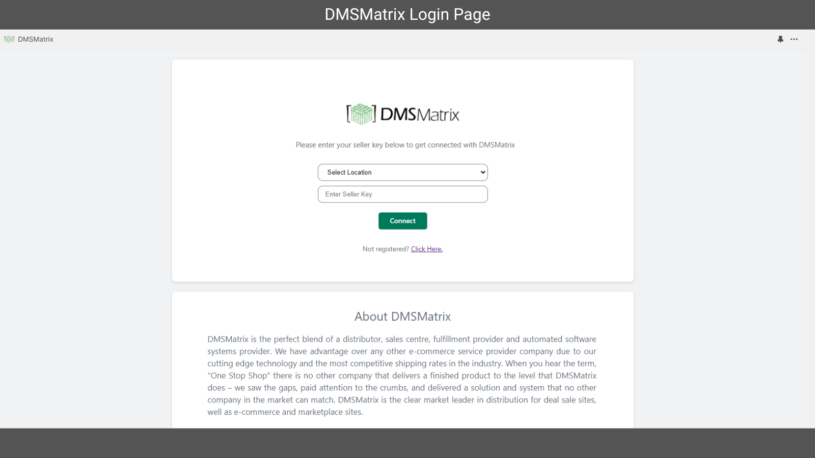 Connexion vendeur DMSMatrix