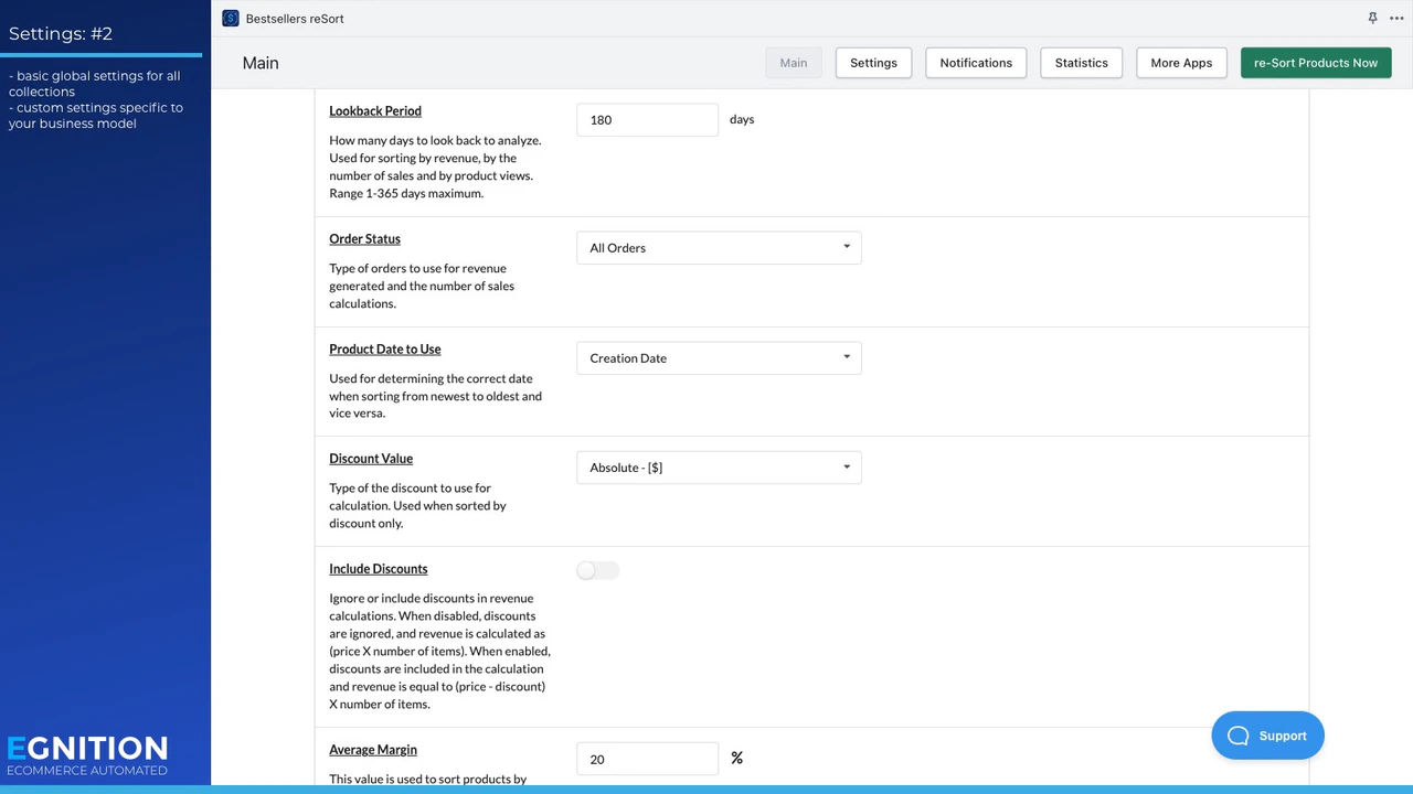 Configuraciones básicas para el ordenamiento de productos y merchandising en línea.