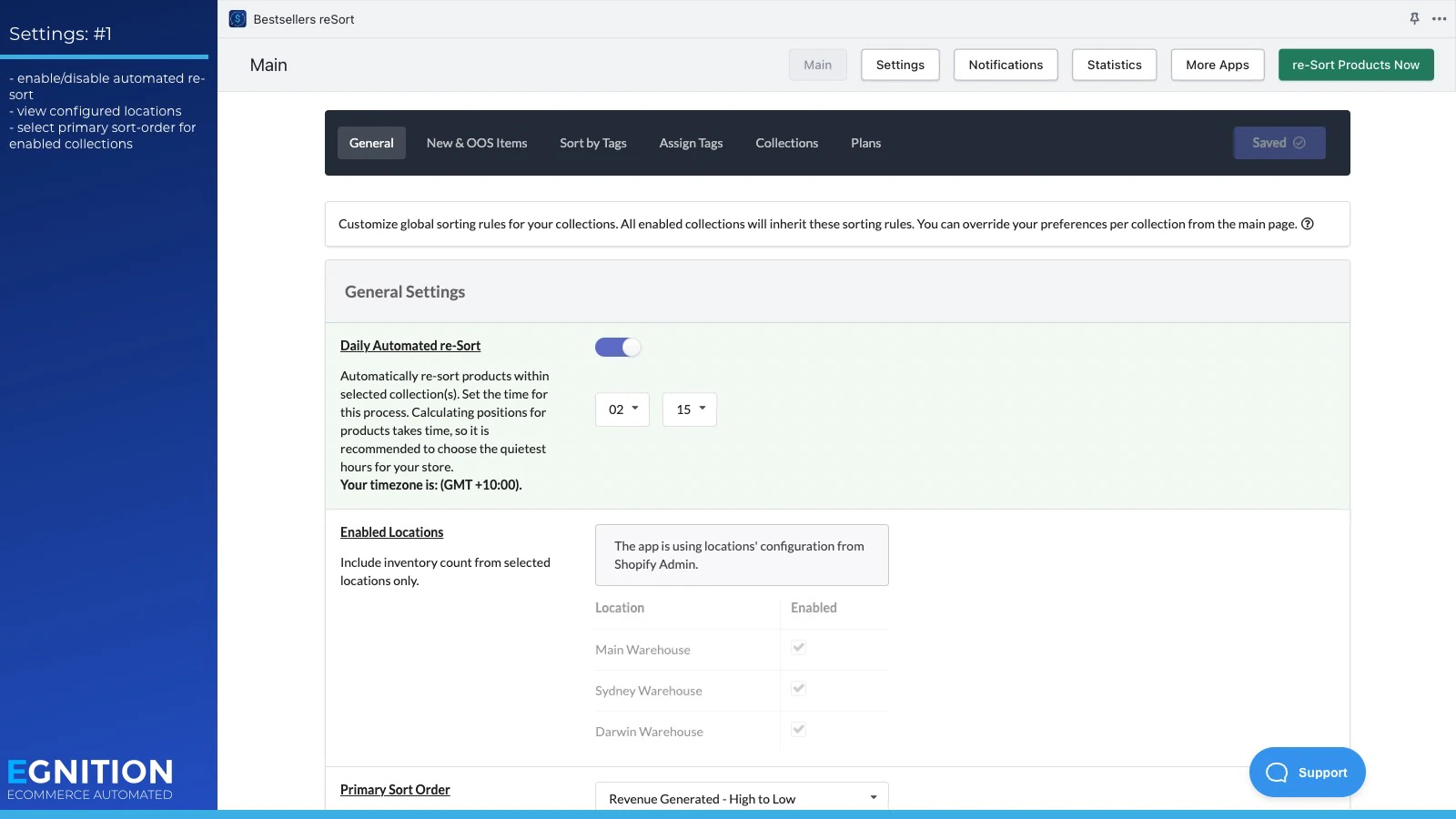 Set sorting rules for online merchandising for products