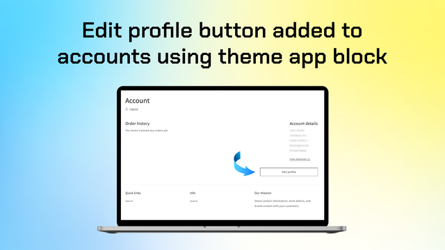 Customer Account Editor für Shopify – Bearbeiten Profil Button Block