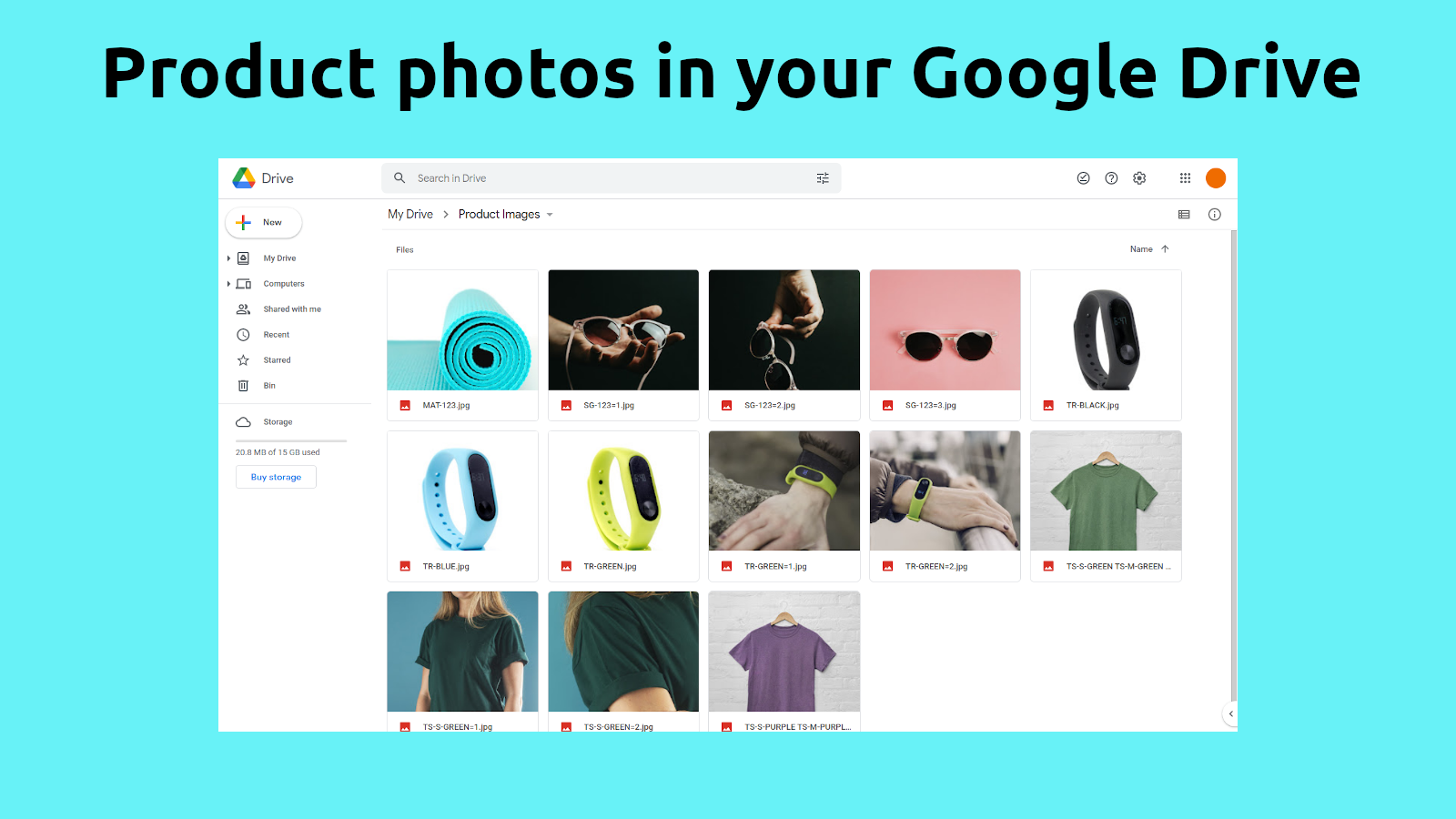 Produktfoton i din Google Drive