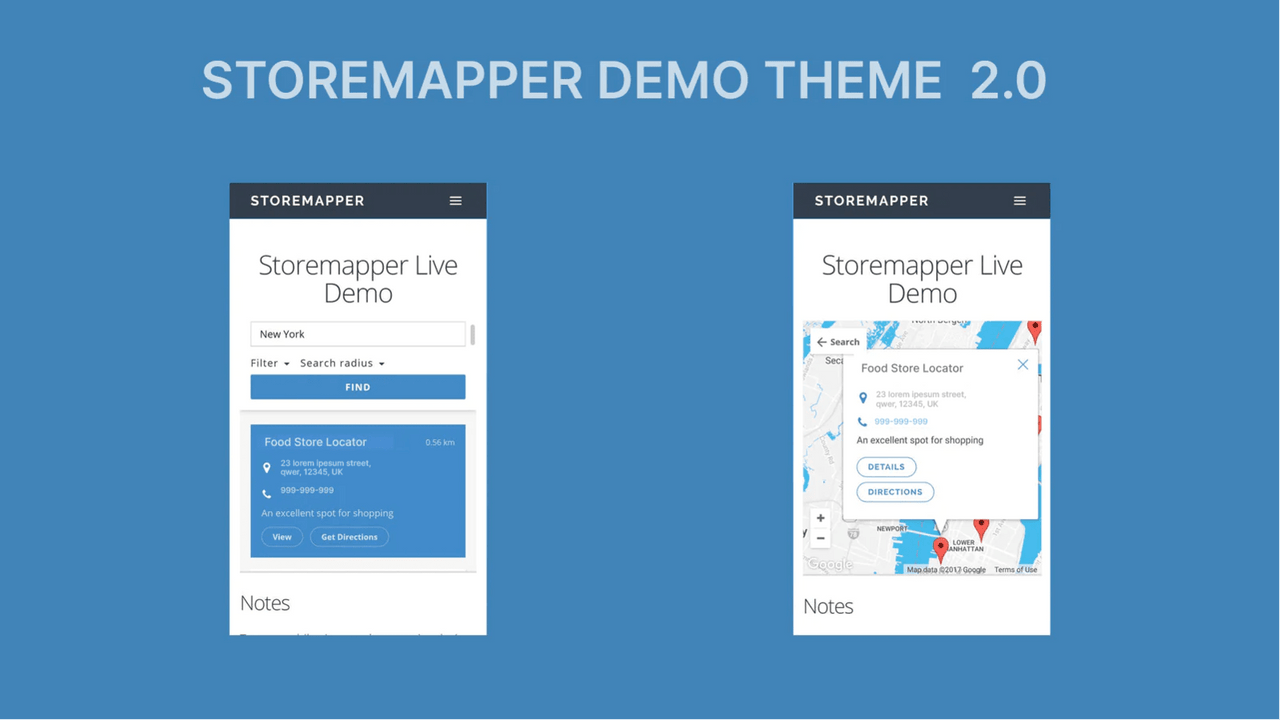 Mobiler Store Locator und Produktkarte