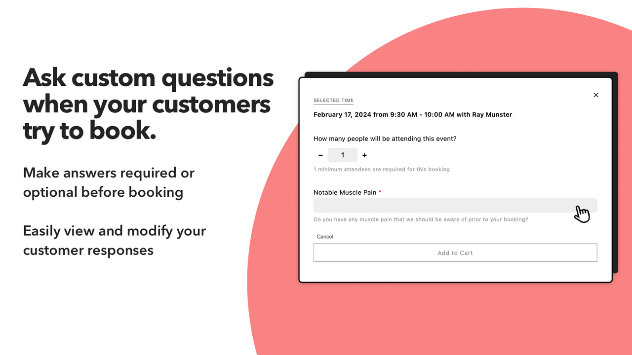 Ask custom questions to your customers before they book
