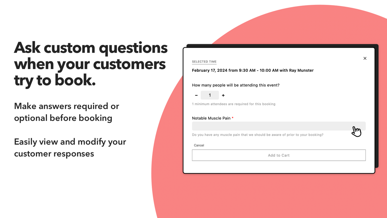 Ask questions to your customers before they book an appointment