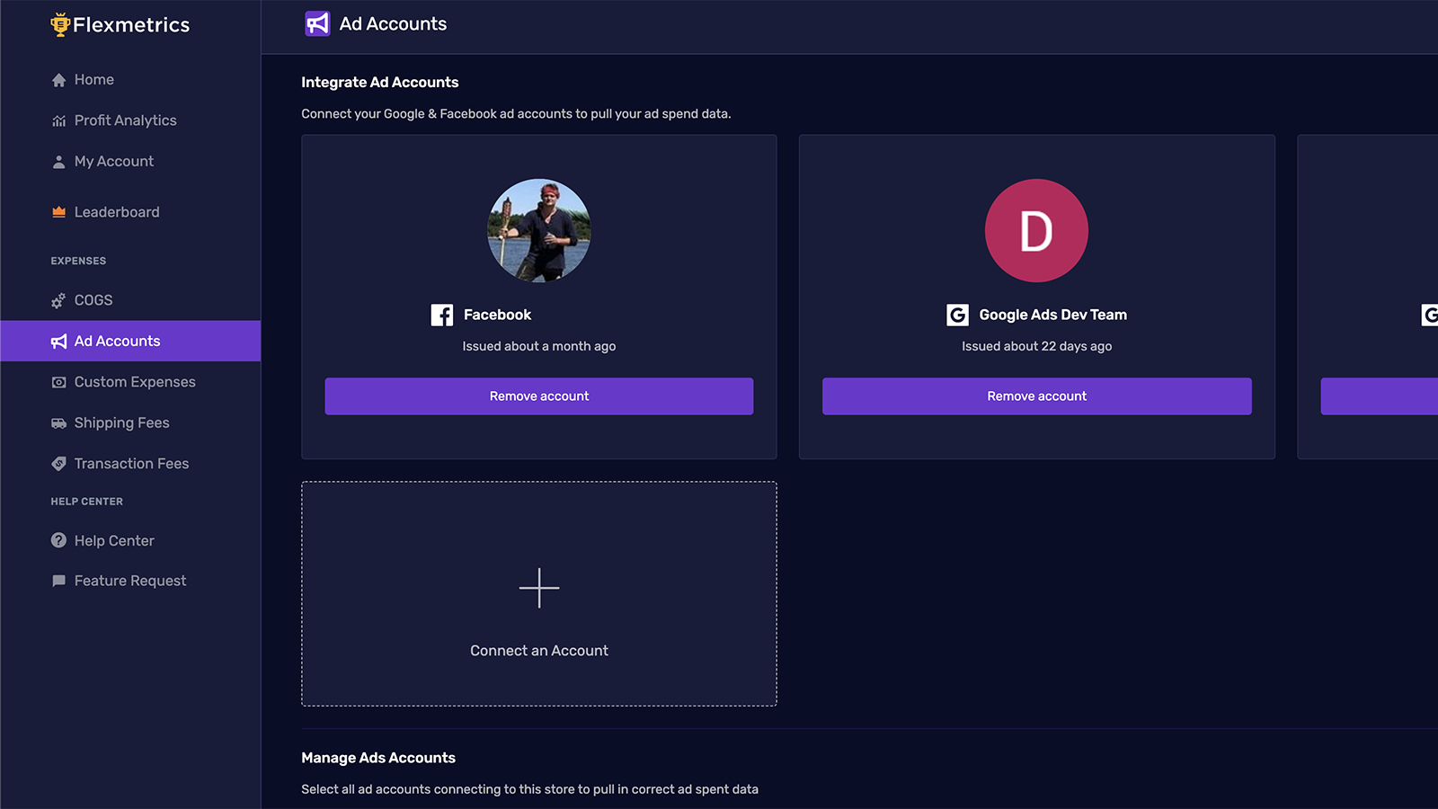 Flexmetrics Ad Accounts Integrations