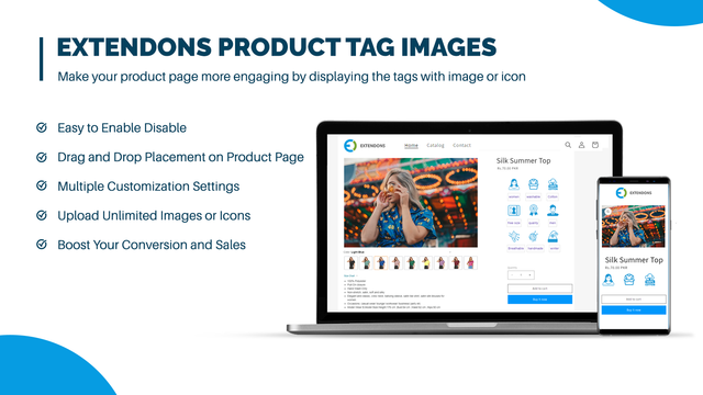 Tag d'image de produit Extendons