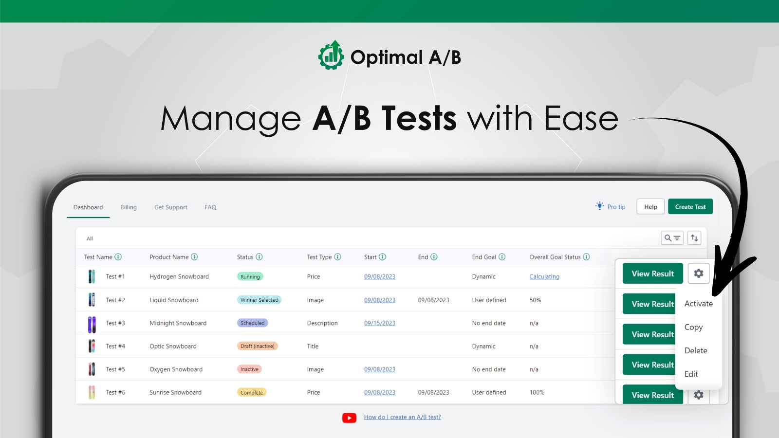 Optimal A/B Testing Screenshot