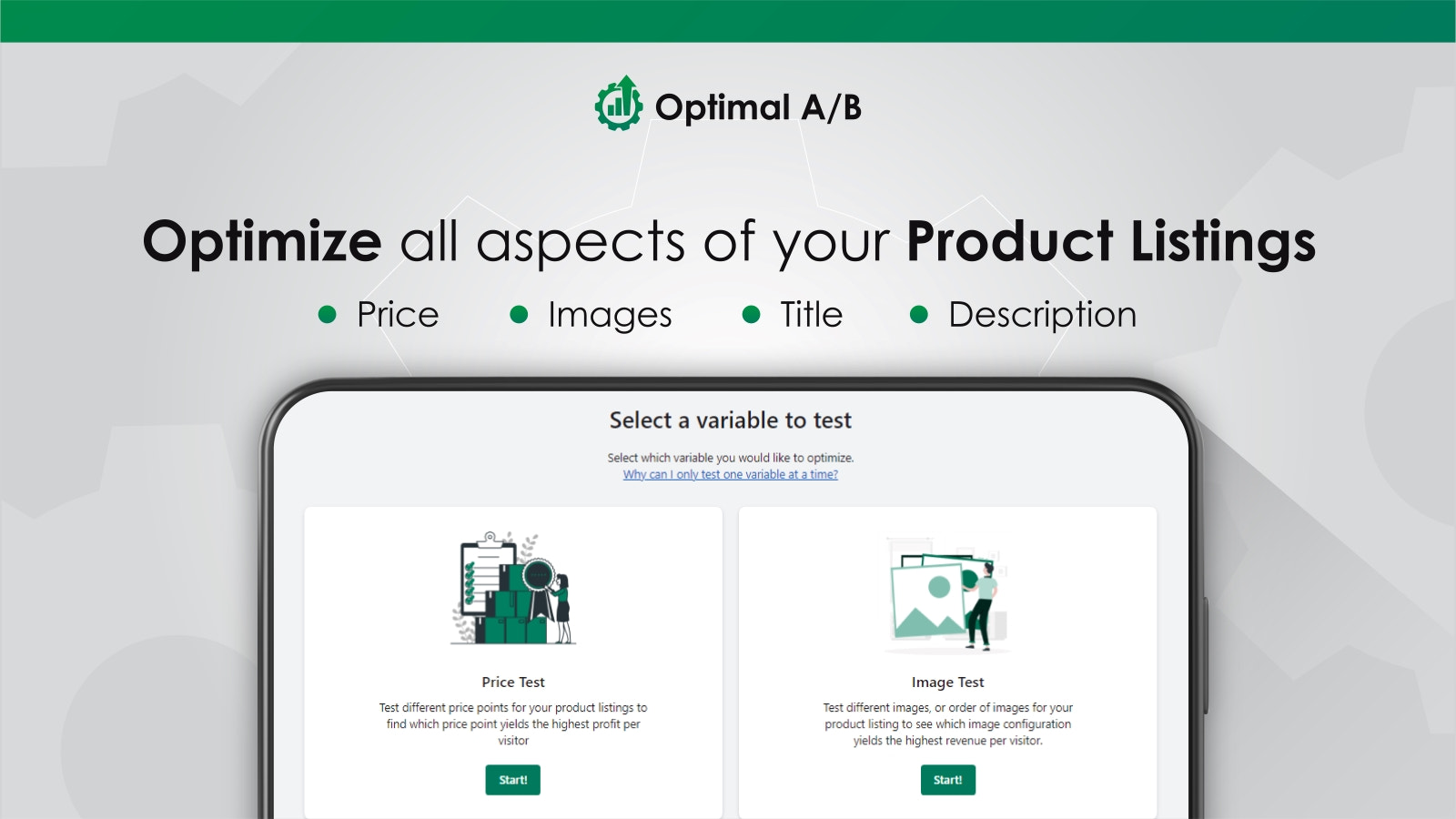 AB-testa pris, bilder, titel & beskrivning med Optimal A/B