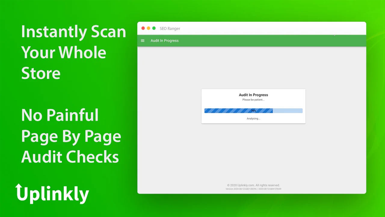 SEO Ranger Audit In Progress Instantly Scans Your Whole Store