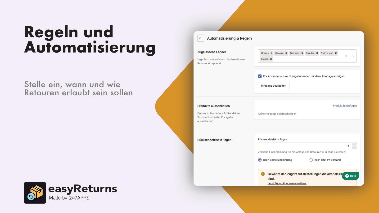 Automation und Regeln für deine Retouren