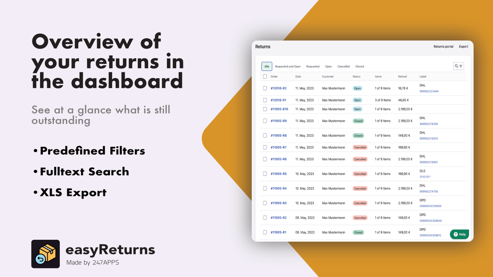 Dashboard - Overview of your Returns