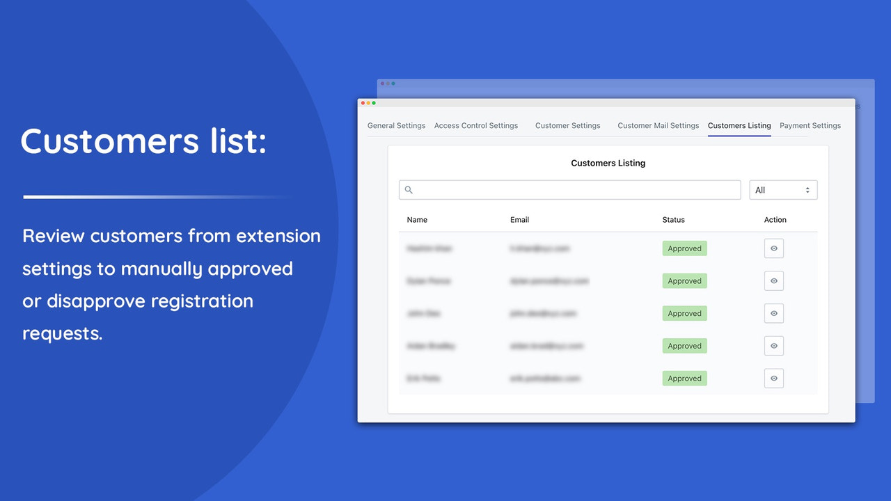 Lista de usuarios registrados para validación