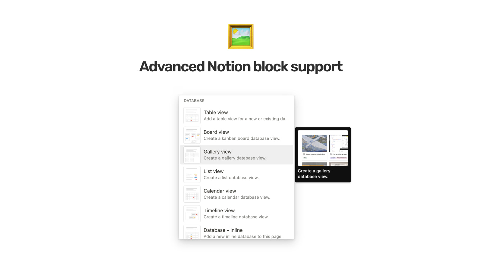 Avancerat stöd för Notion-block