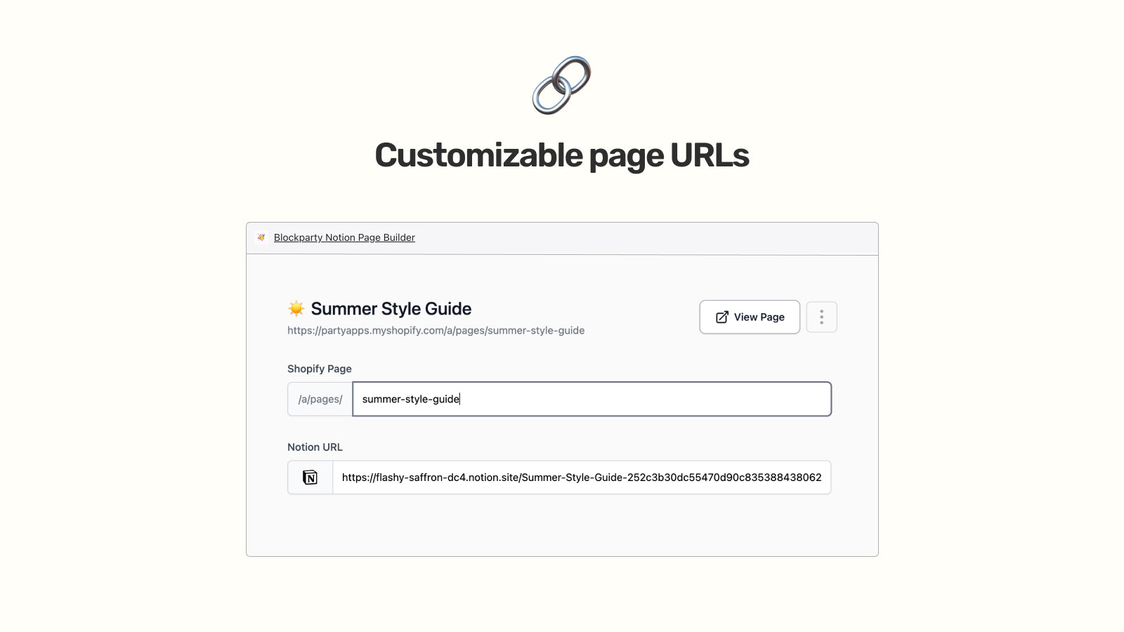 Customizable page URLs