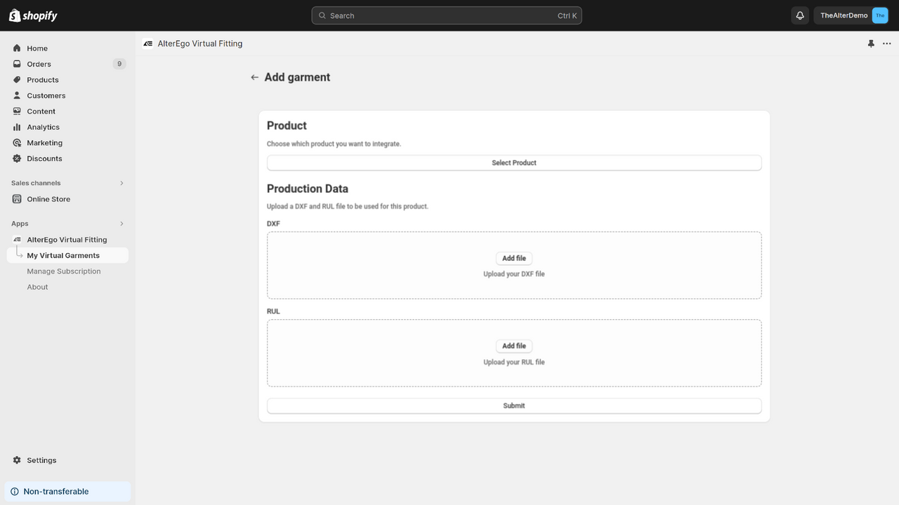 Page de téléchargement pour les produits d'essayage virtuel.