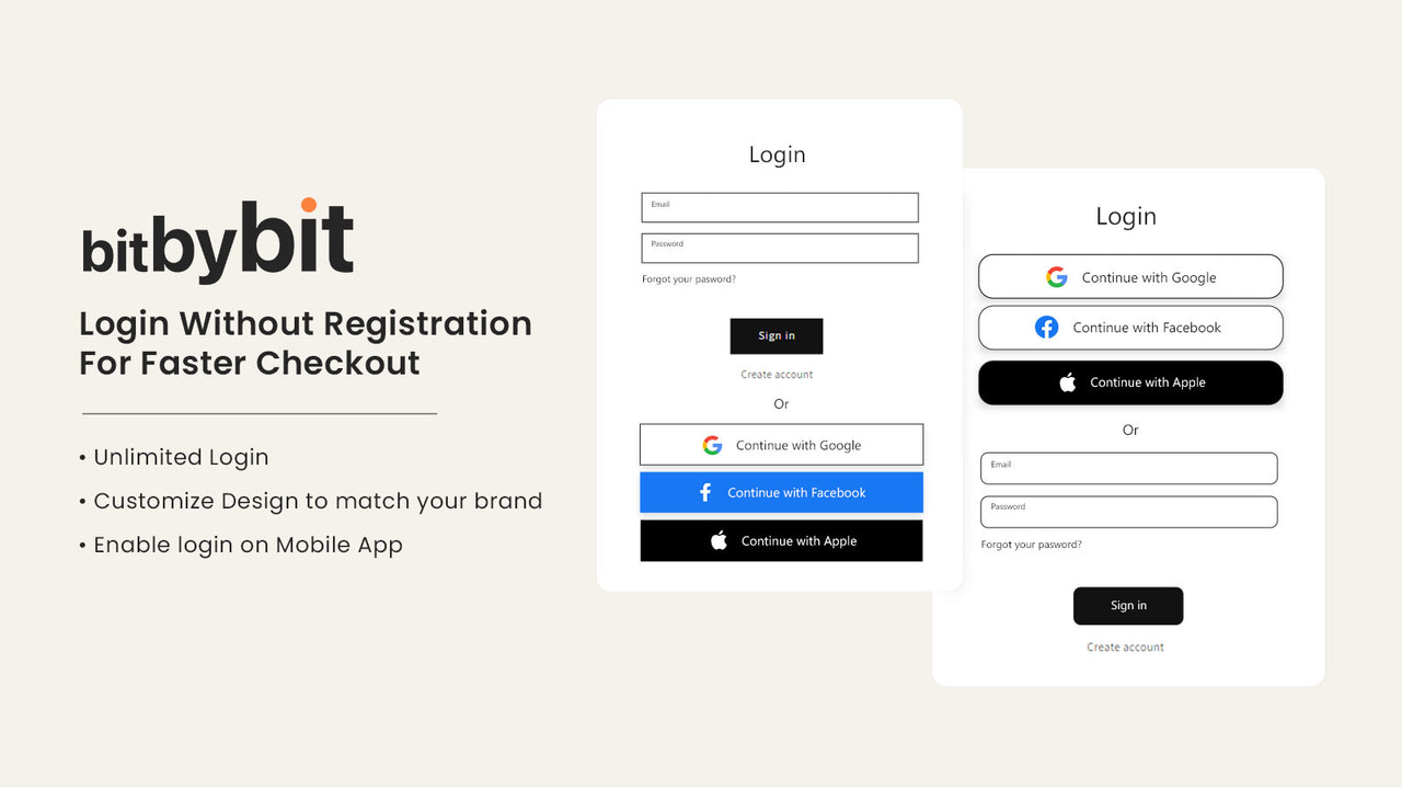 bitLogin - Login Social Gratuito com Um Clique Apple, Google, Facebook