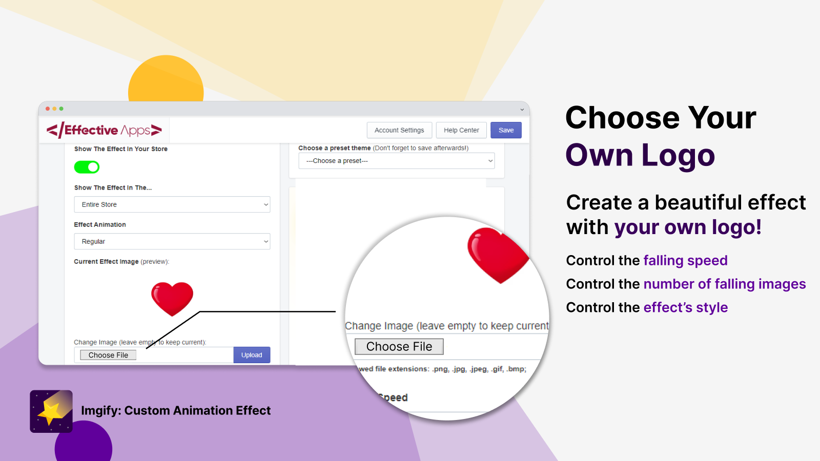 O painel de controle do aplicativo: Fácil de usar e totalmente personalizável