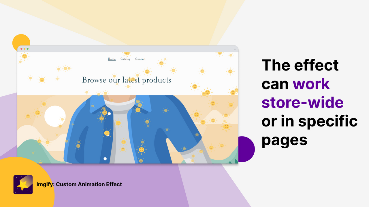 The falling effect working in a product page of the store