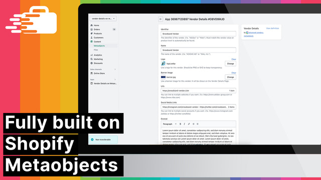 Fully built on Shopify Metaobjects. Stored in Shopify.