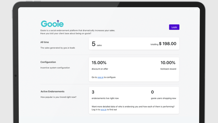 Gooie: Customers sell for you Screenshot