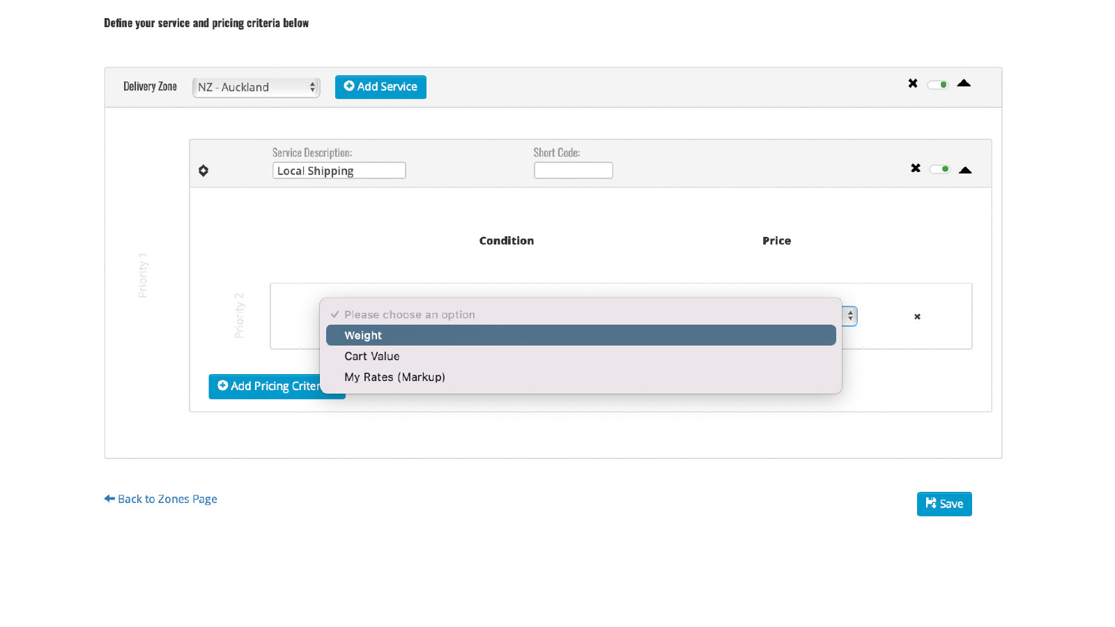 GoSweetSpot Shipping Options Screenshot