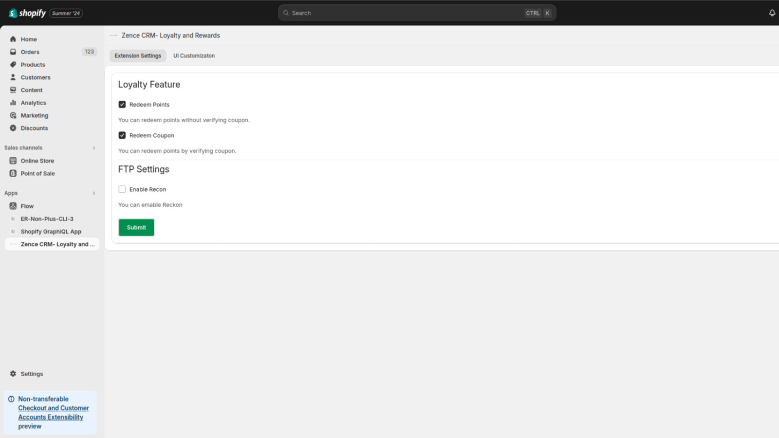 Admin pannel to set up and customize the options for your users 