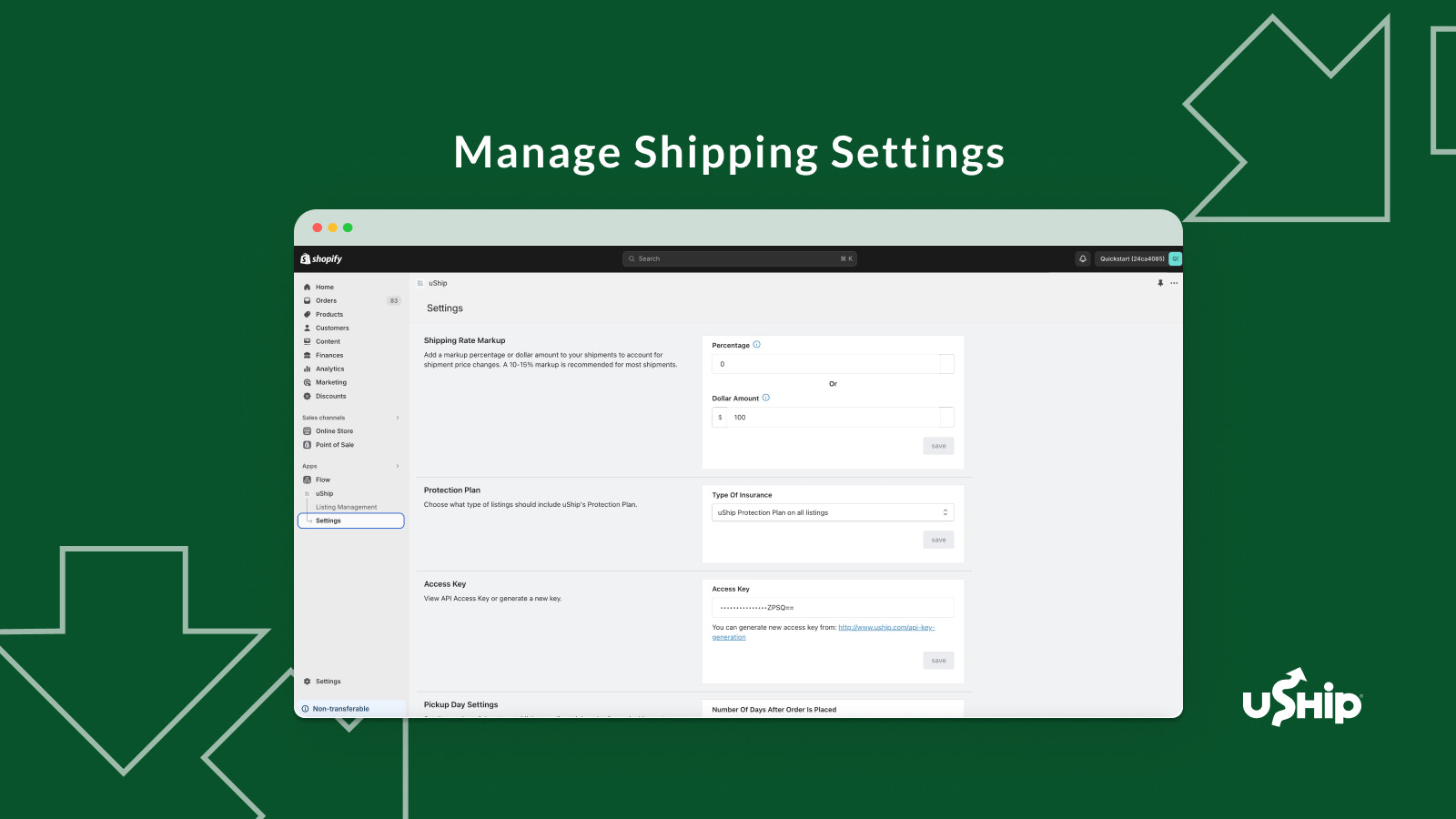 Manage Shipping Settings