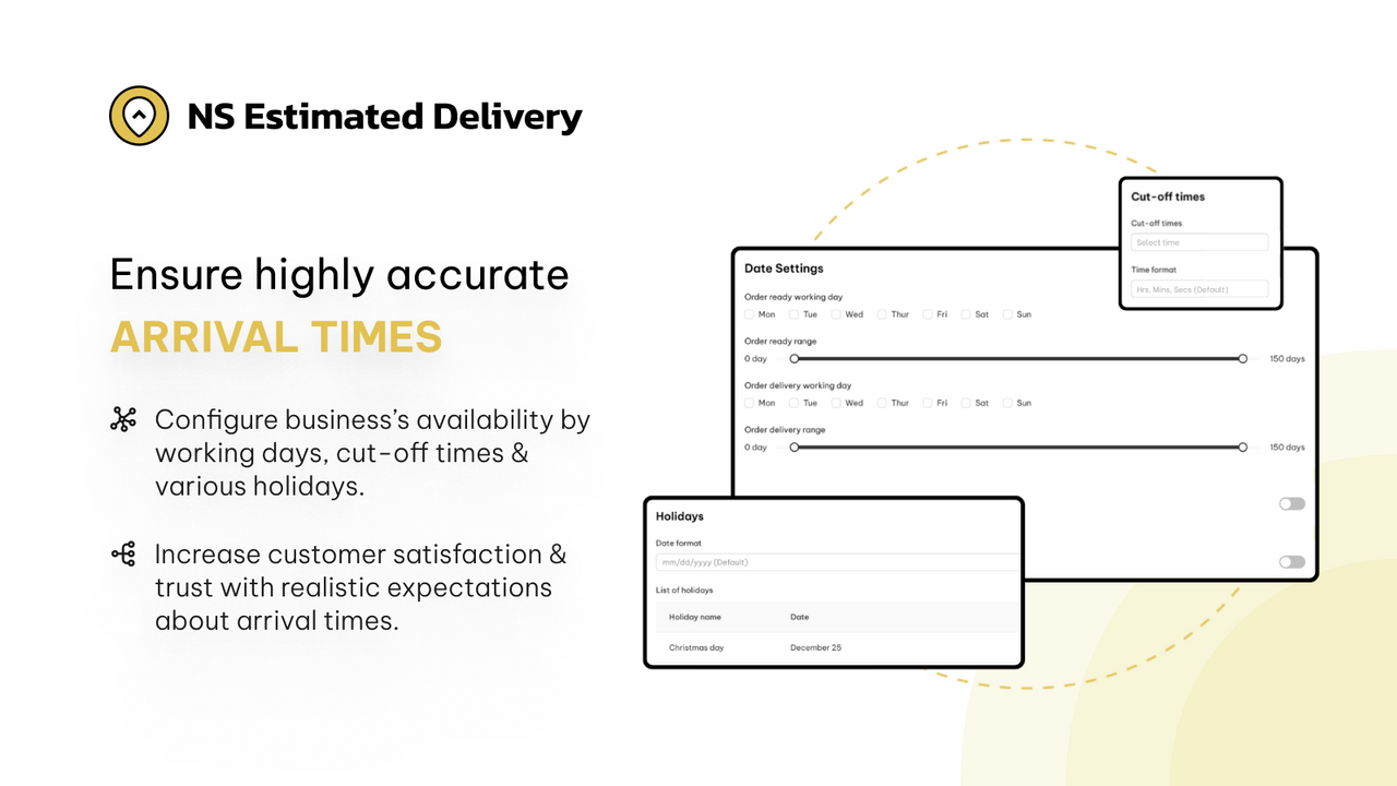 Setup estimated delivery date