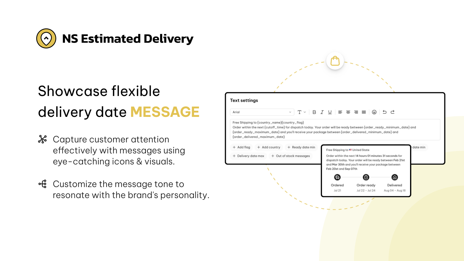 Showcase flexible delivery date message
