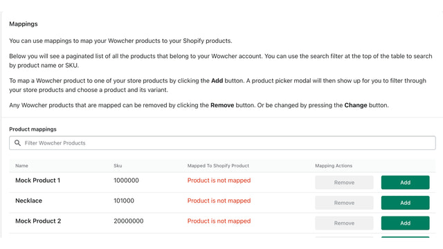 Mapping a product screen (no products mapped)