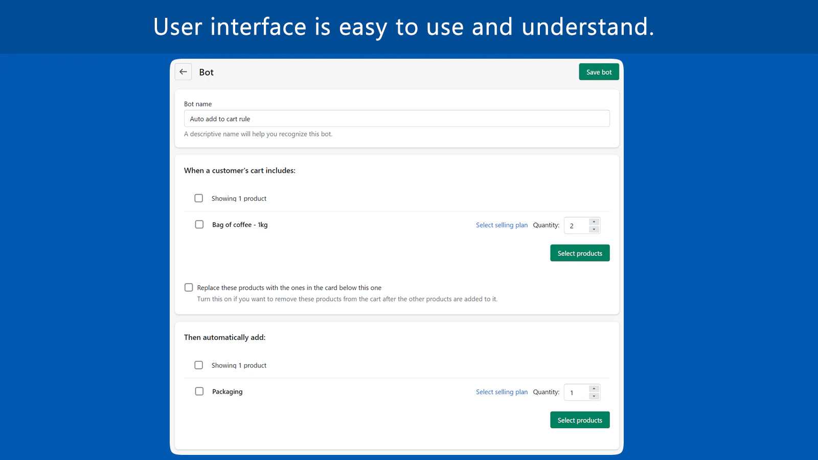 Interface utilisateur de l'application.