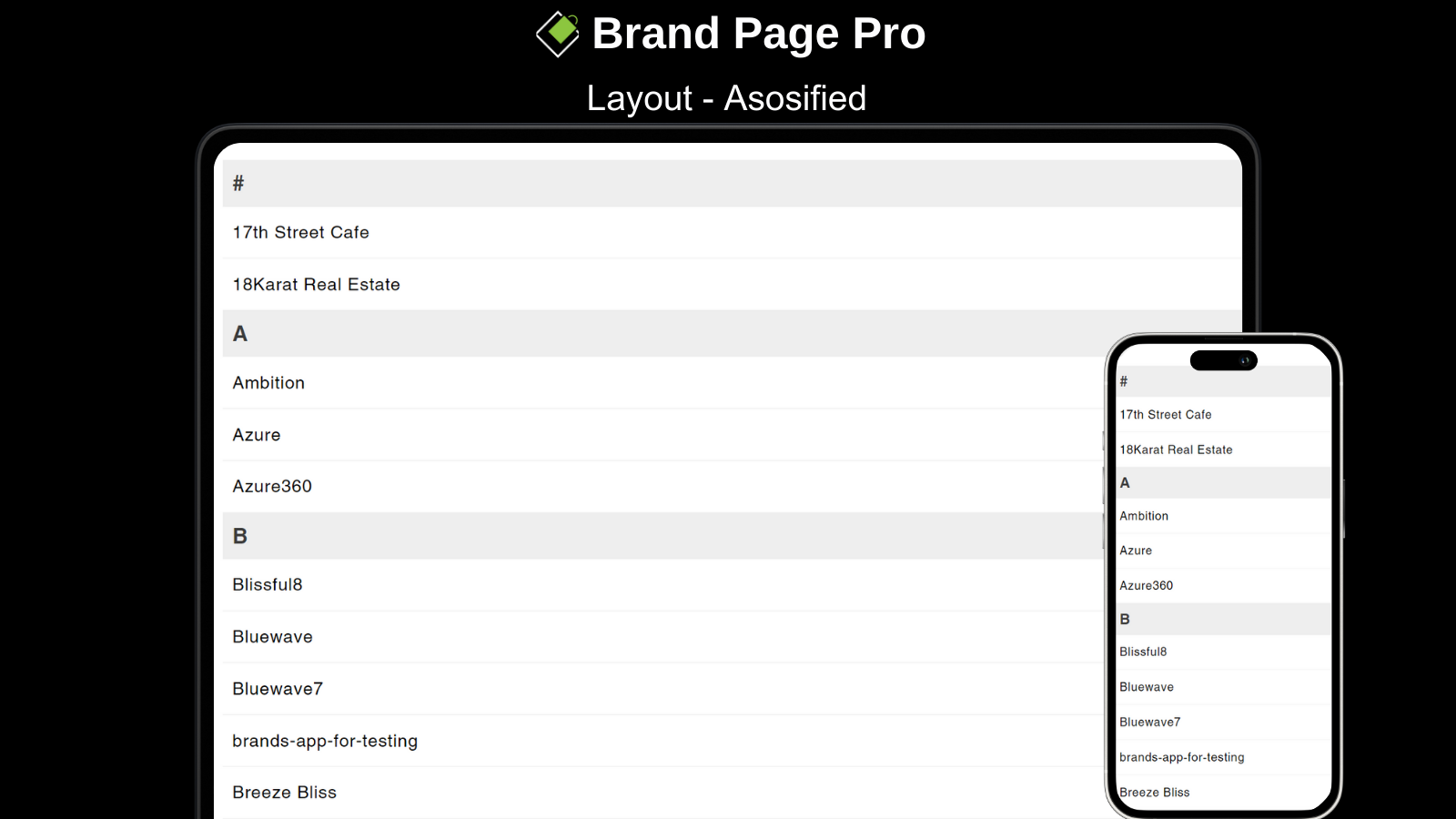 Asosified Merkenpagina Shopify Pro Lay-out - Desktop en Mobiel