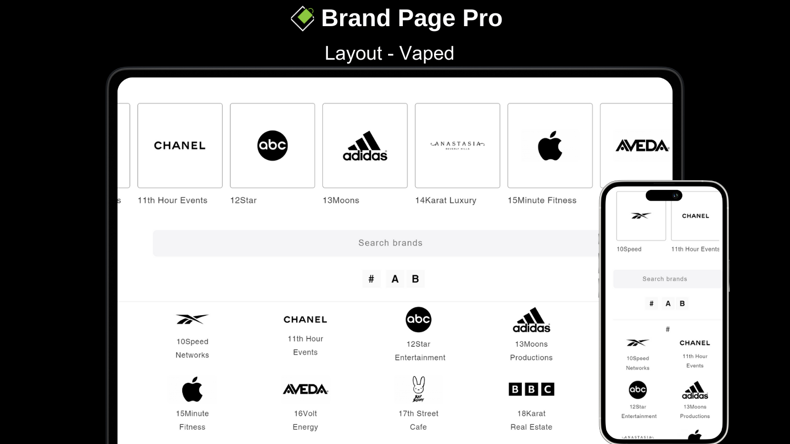 Vaped Brand Page Shopify Pro Layout - Desktop & Mobile