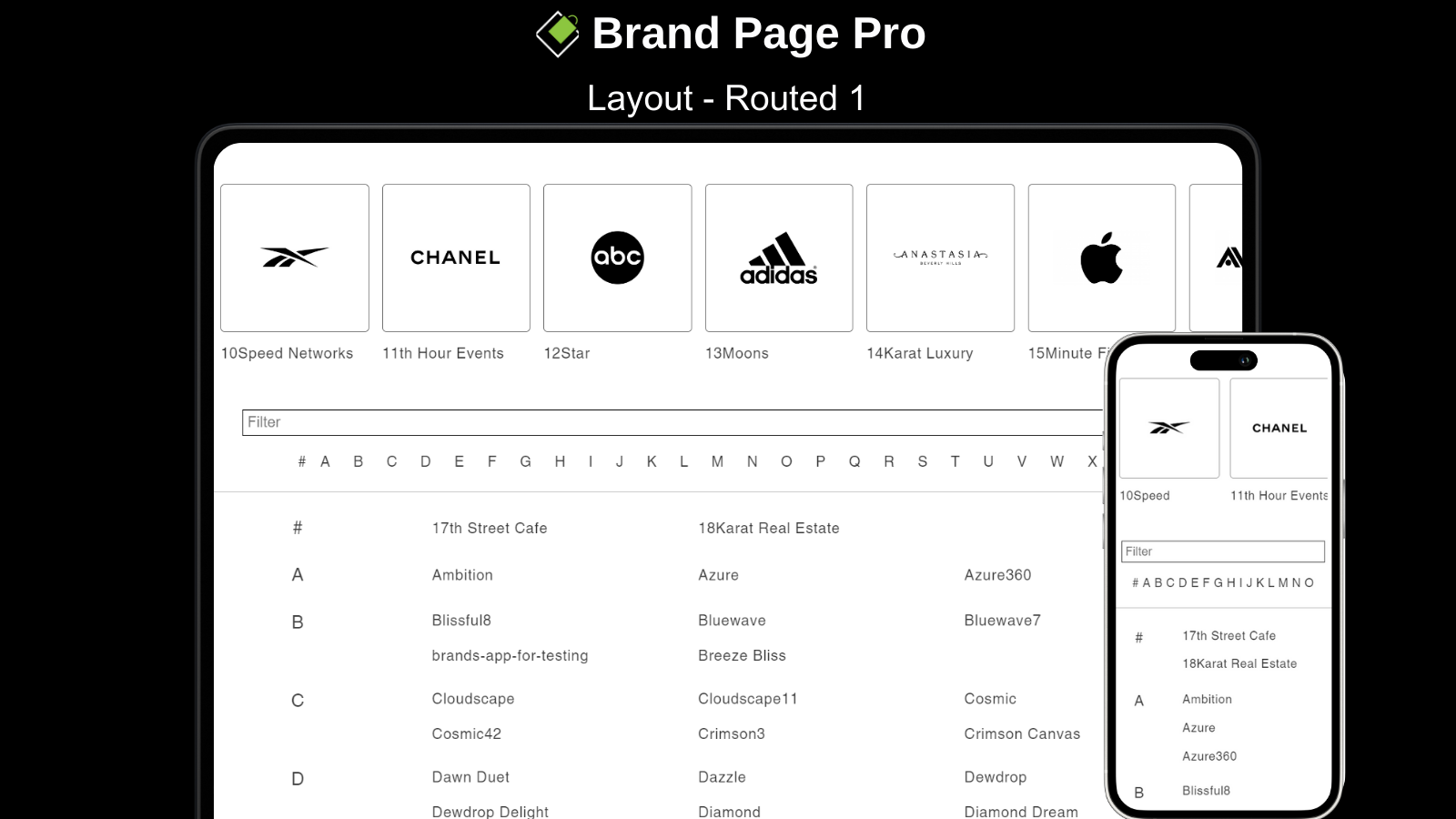 Layout Pro da Página de Marca Routed 1 Shopify - Desktop e Mobile