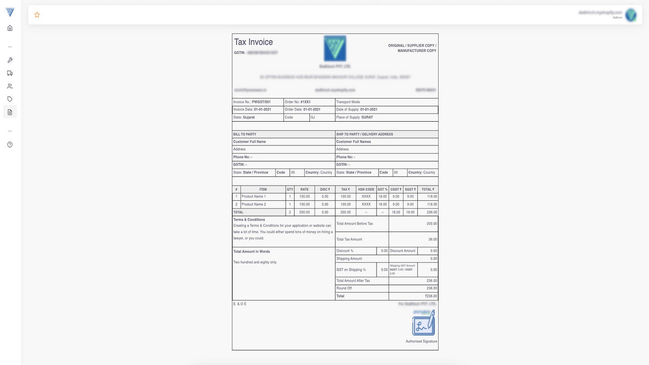 Invoice template