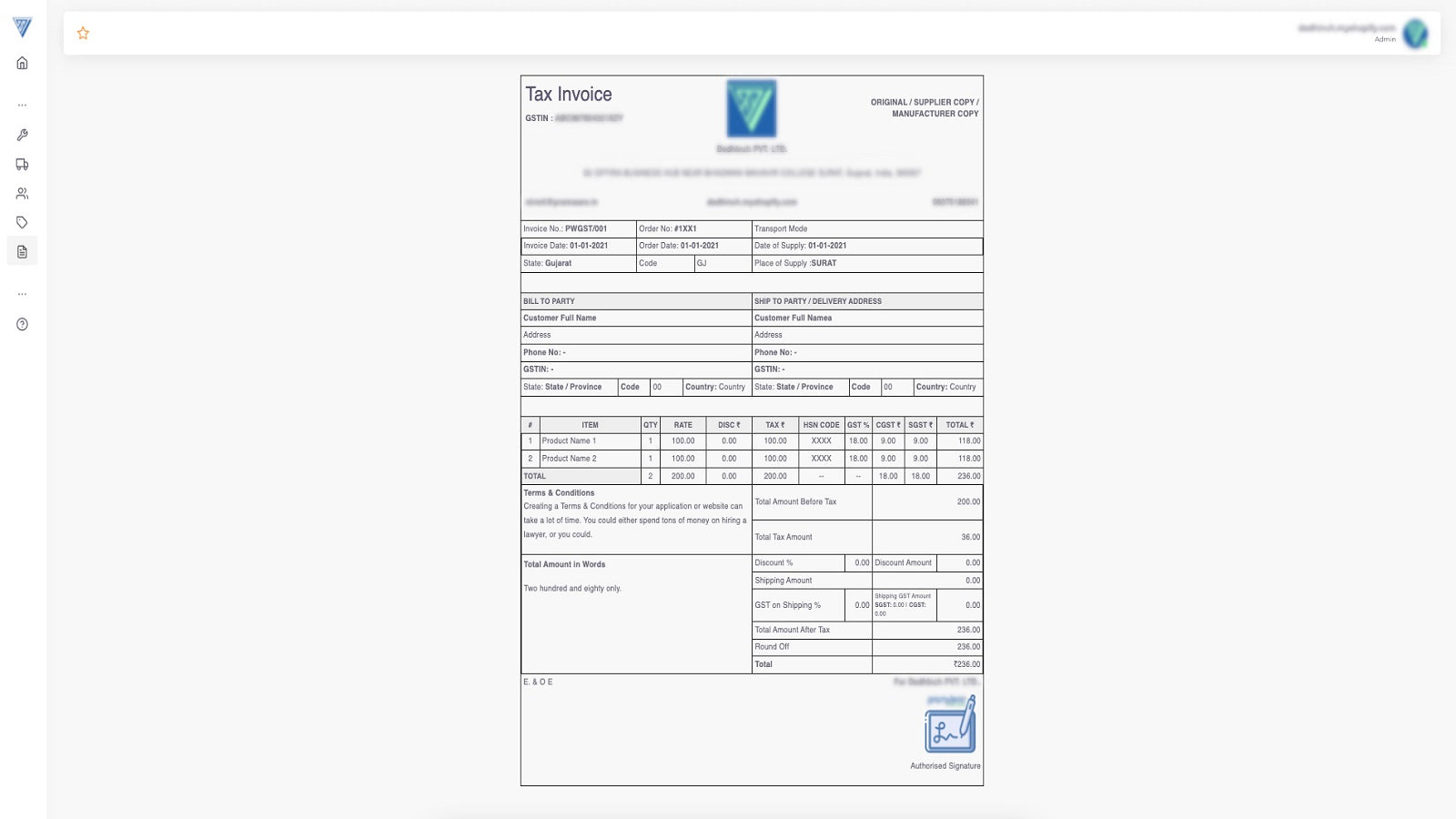 Invoice template