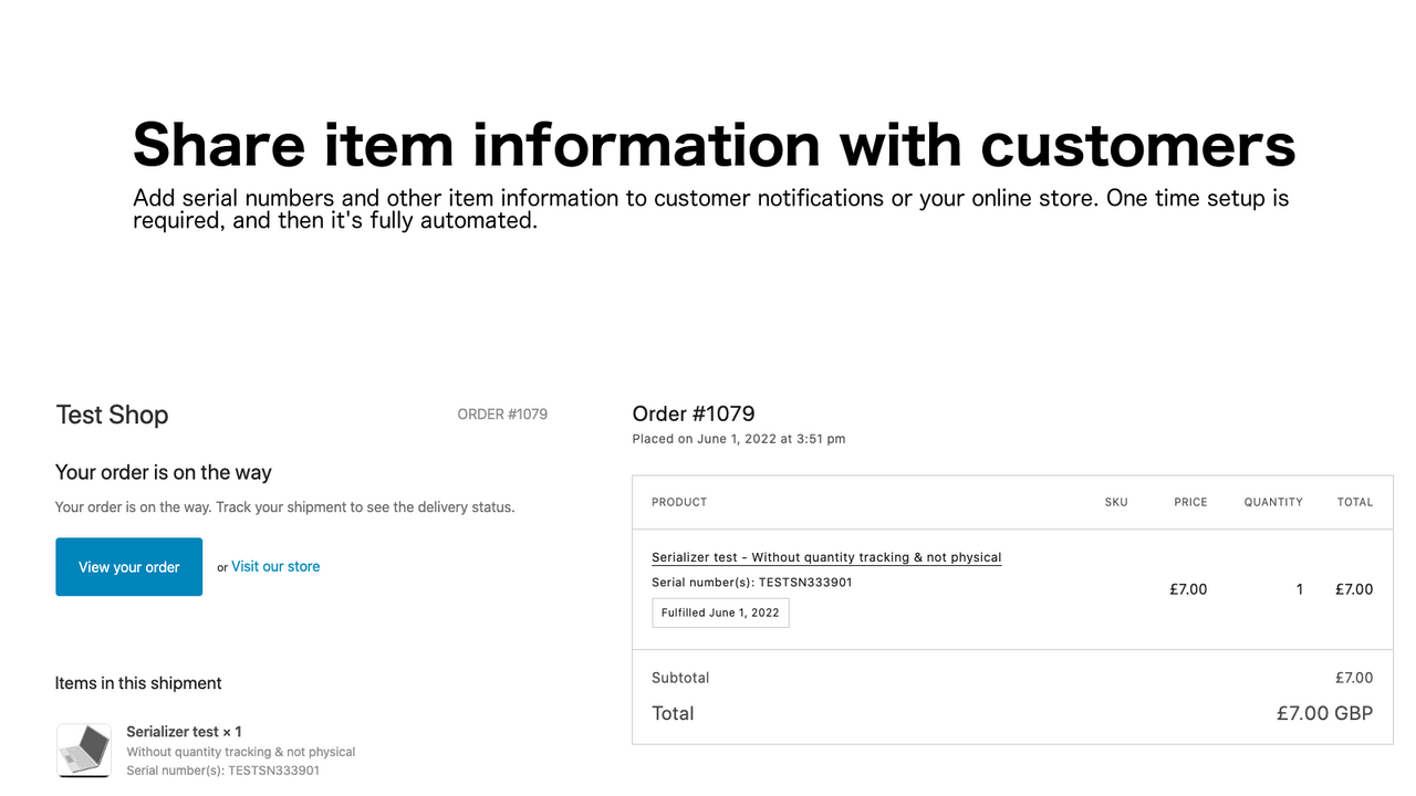 Serializer: share item information with customers