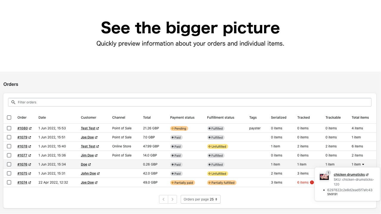 Serializer: prévisualisez les commandes