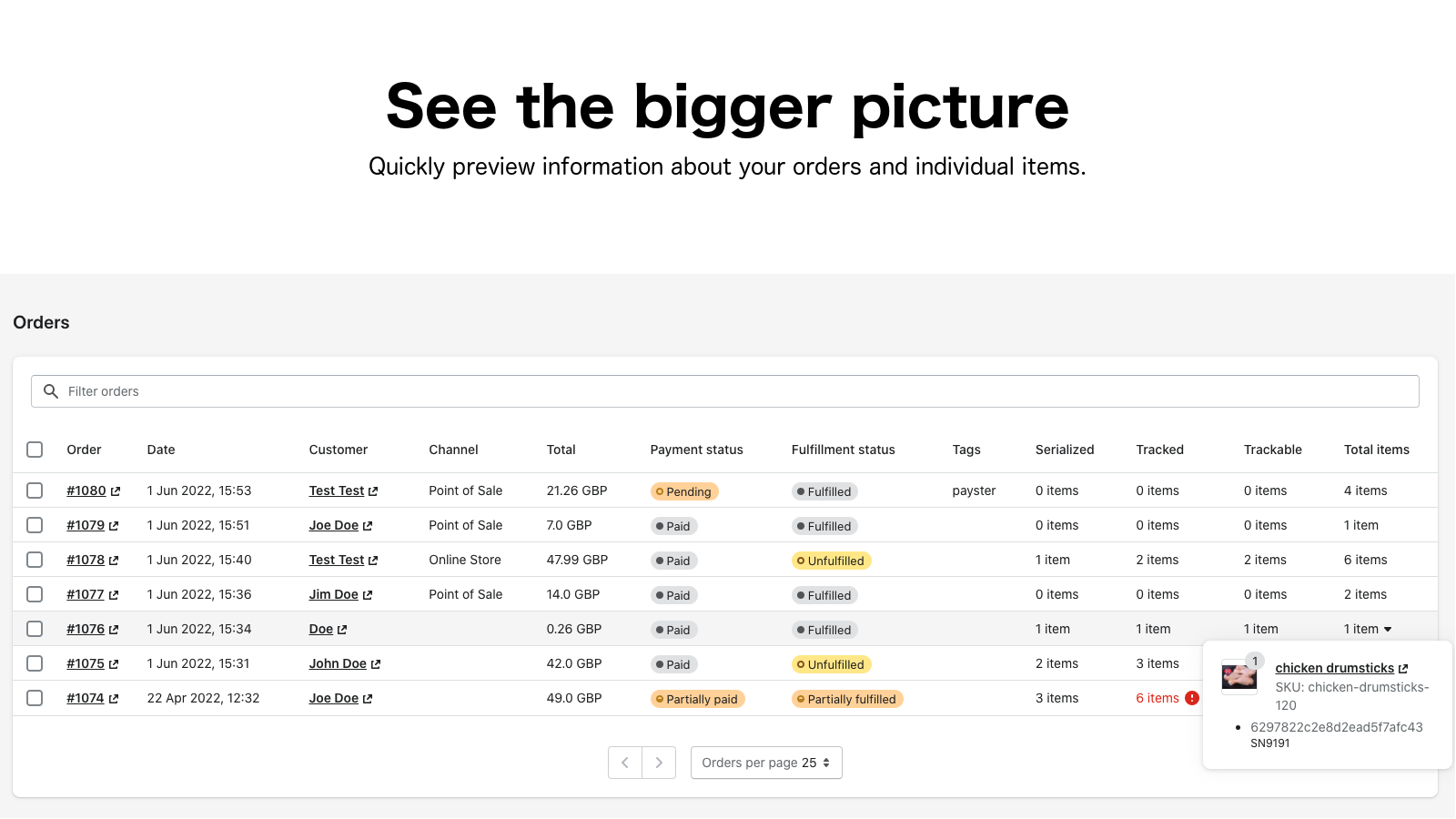 Serializer: prévisualisez les commandes