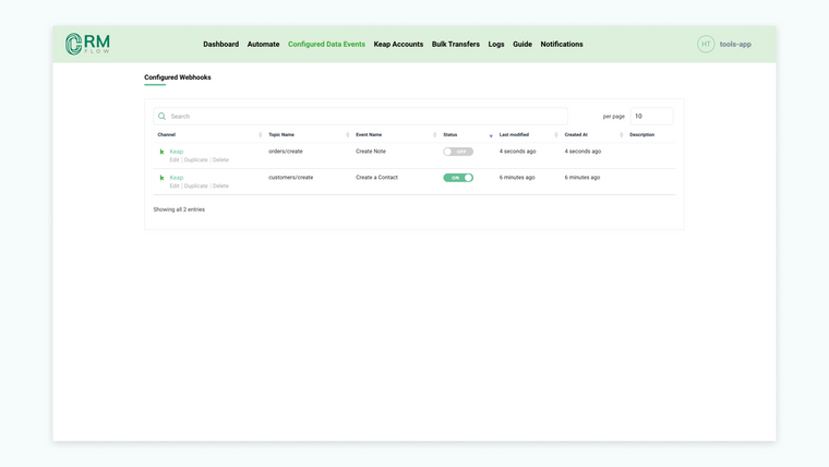 CRM Flow‑Boohead Screenshot