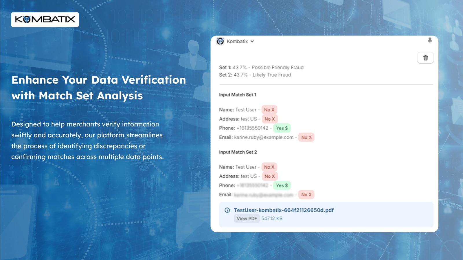 Kombatix Fraud Defense Screenshot