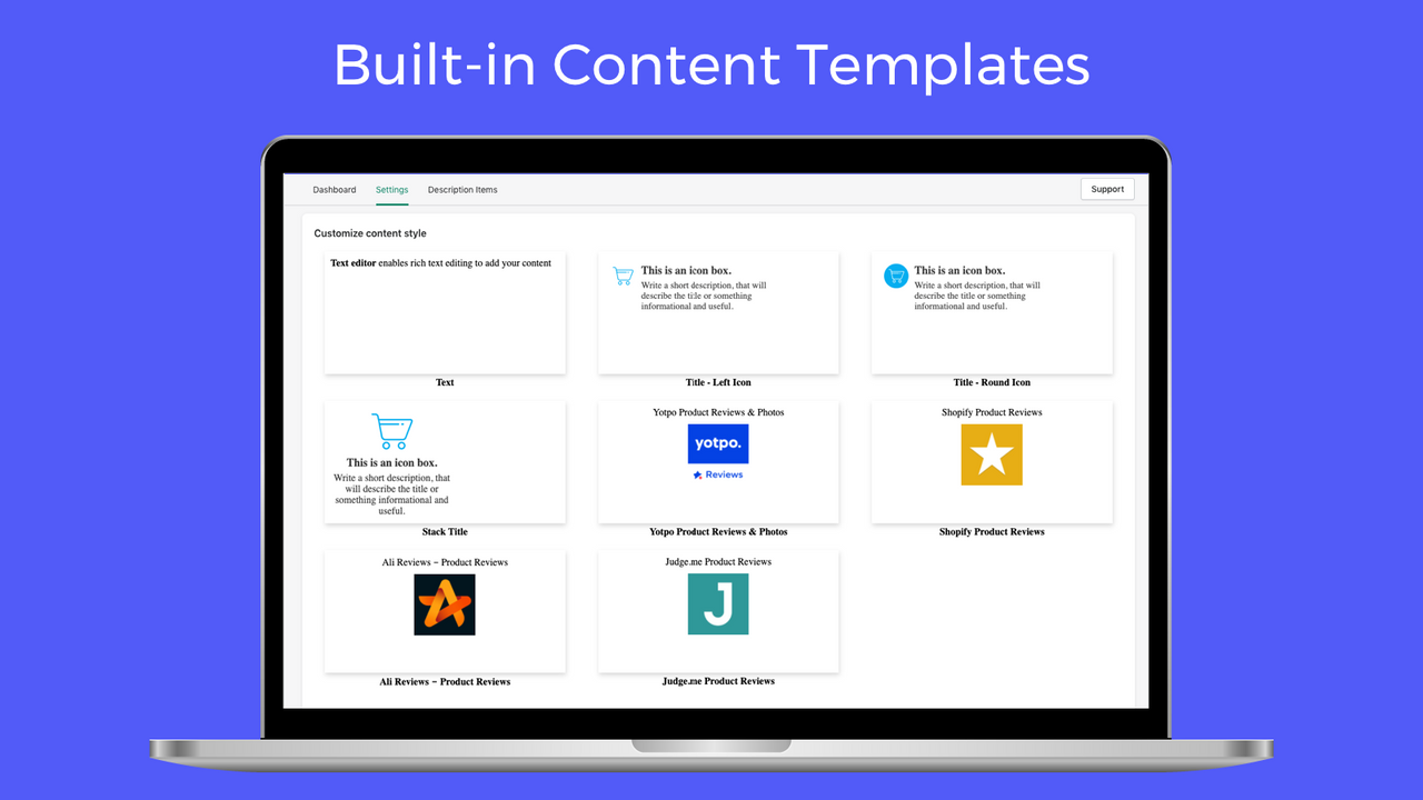 Modèles de contenu intégrés