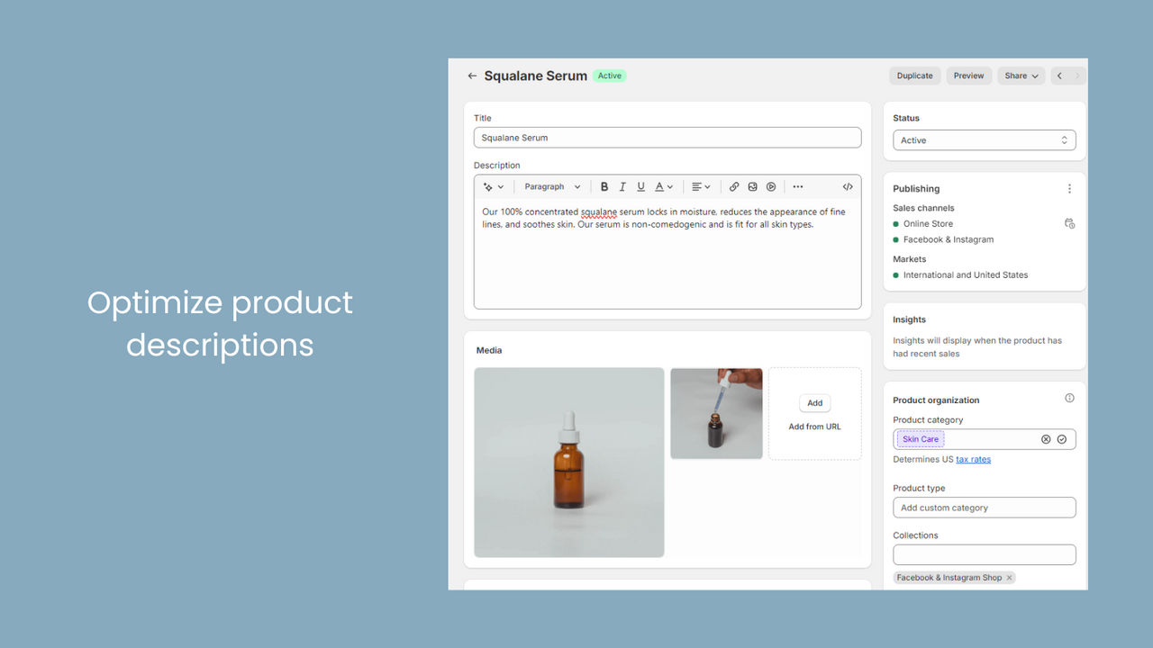 Optimized product description